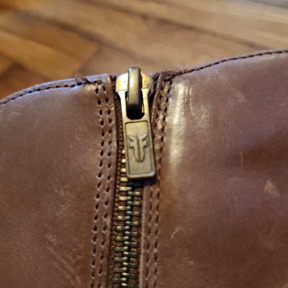 Frye Jennifer Cognac Brown Leather Ankle Booties - Picture 8 of 12